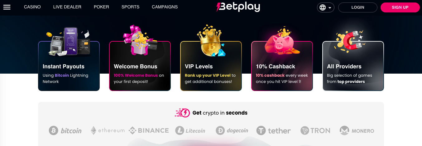 betplay casino screenshot lobby