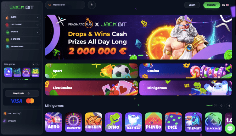 jackbit casino lobby screenshot banner