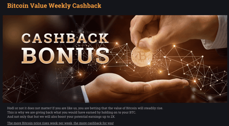 bspin cashback bonus weekly btc