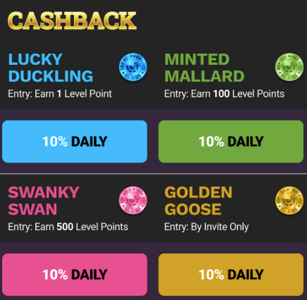 ducky luck cashback screenshot